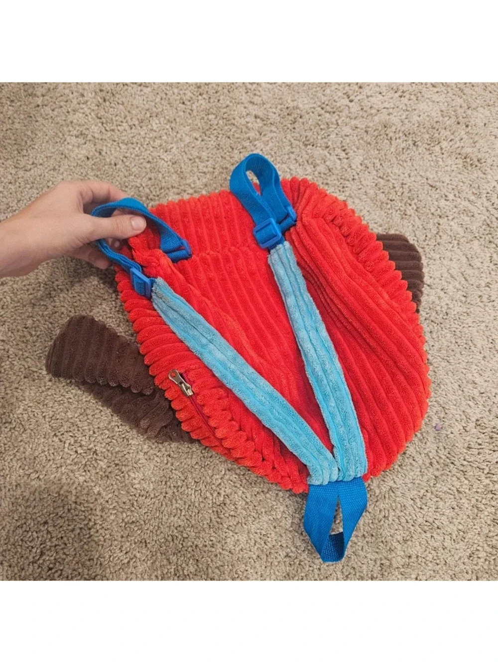 Sassafras Dog CuddlePack Plush Corduroy Kids Backpack Red Brown Blue 2013